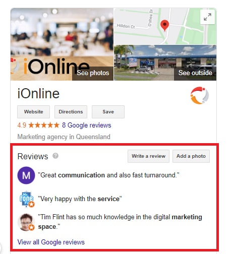 reviews in business pack in results2 Gold Coast Digital Marketing Agency