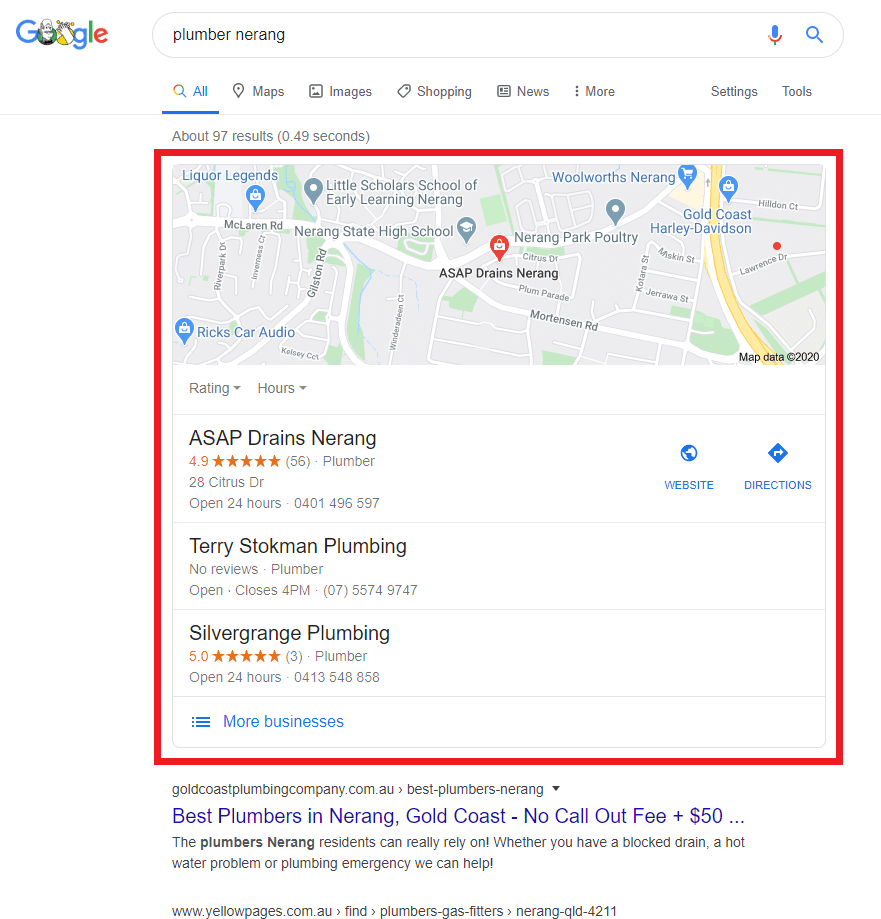 Google My Business Listings Top Local Search Results