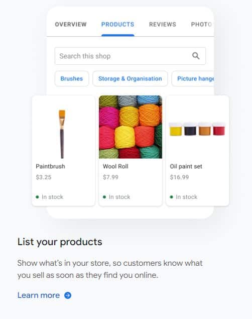 Adding Products to your Google Business Profile