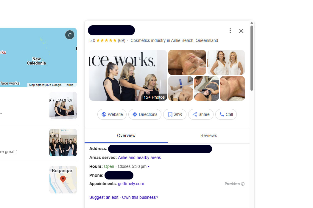 cosmetic clinic Google Business profile