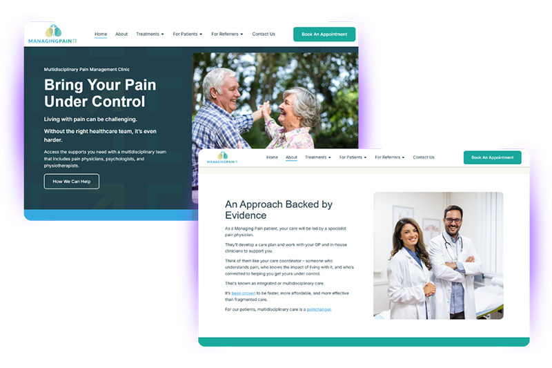 website design for allied health digital marketing client