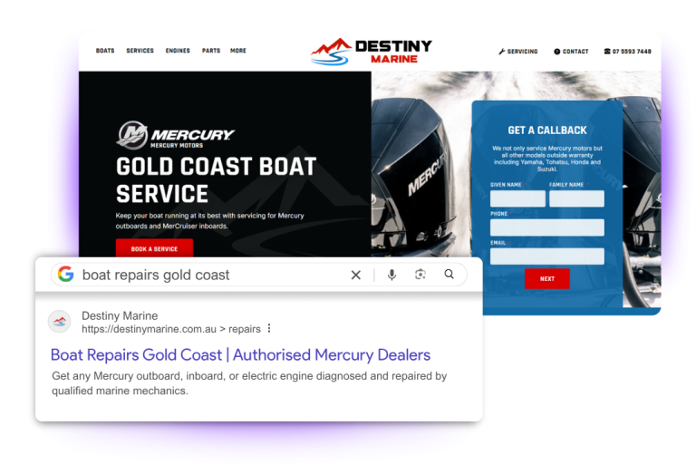 Illustration of search engine optimisation for marine businesses