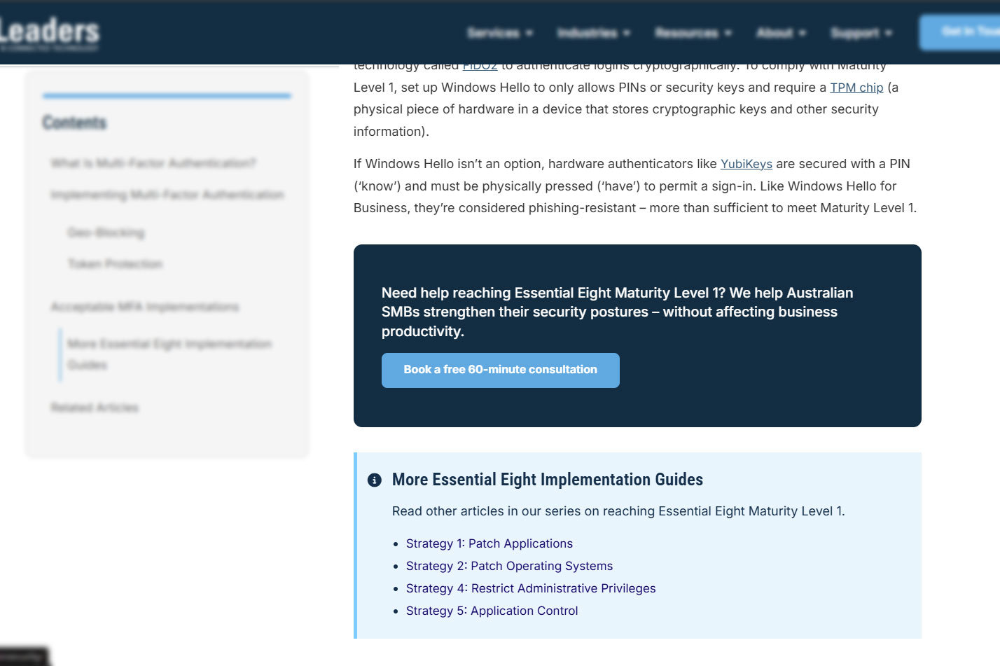 Example of in-article links to other content cluster assets.